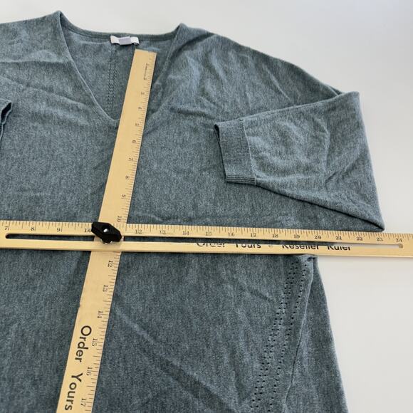 J Jill Sweater Womens XS Gray Green Pullover V Neck Cotton Blend Knit Top - Picture 8 of 8